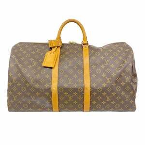 LOUIS VUITTON Authentic Brown Monogram Keepall 55 Boston Bag